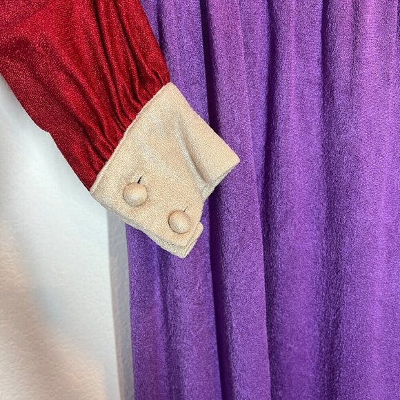 Vintage Maxi Dress 60s 70s Purple Red Retro Small - Picture 6 of 9